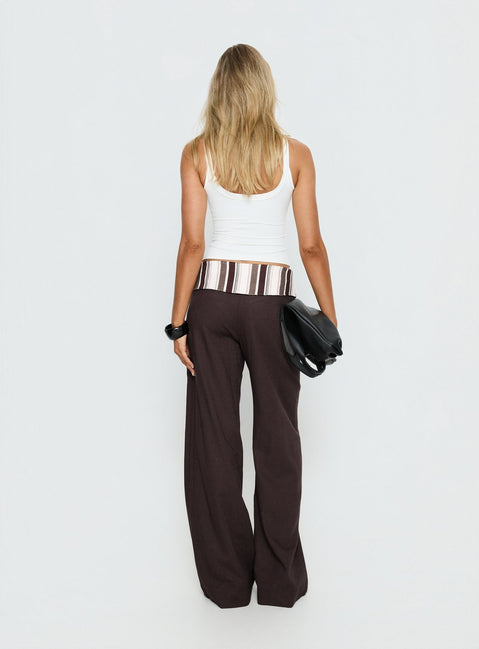 back view of model wearing Princess Polly Quenlin Folded Straight Leg Pant Multi Mid Rise Pants 