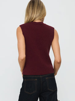 Jessabell Rib Sleeveless Top Wine
