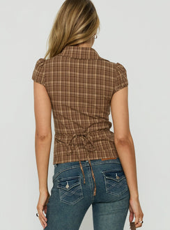 Arianwyn Short Sleeve Shirt Brown Check