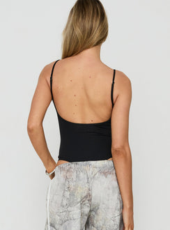 Daily Define Thin Strap Low Back Bodysuit Black