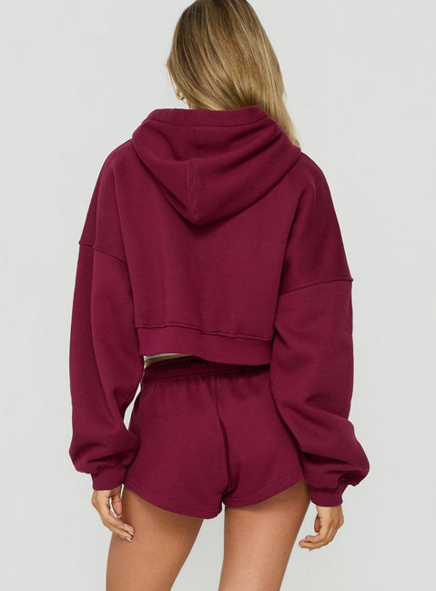 Zellah Double Ended Zipper Hoodie Cherry