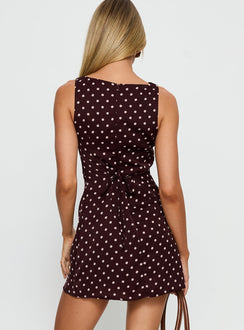 Kherin Boat Neck Romper Wine Polka