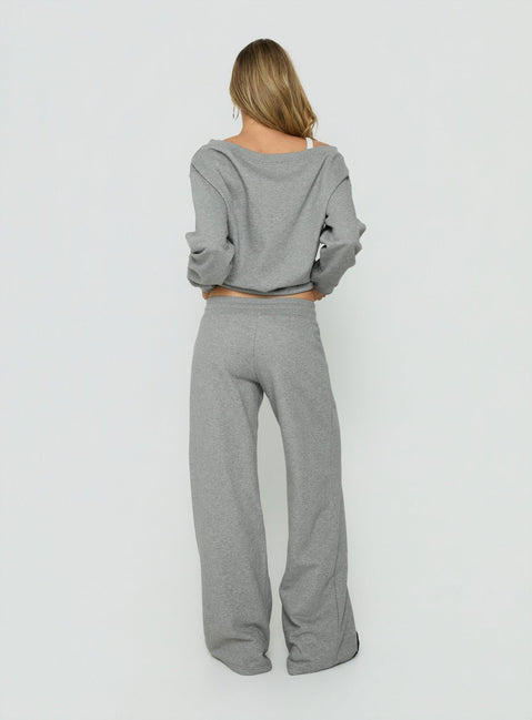 Dodie Wide Leg Pants Dark Grey Marle