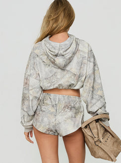 Mayse Bubble Hem Cropped Hoodie Camo