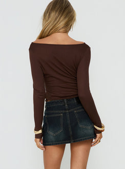 Barracuda Applique Denim Mini Skirt Grunge Wash