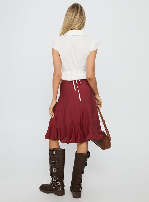 With Kindness Midi Skirt Burgundy