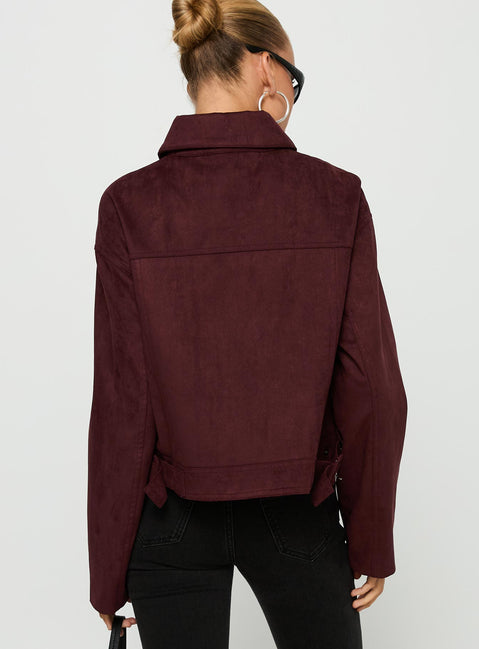 Macquarie Faux Suede Jacket Currant