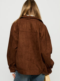 Goldsmith Faux Suede Bomber Jacket Brown