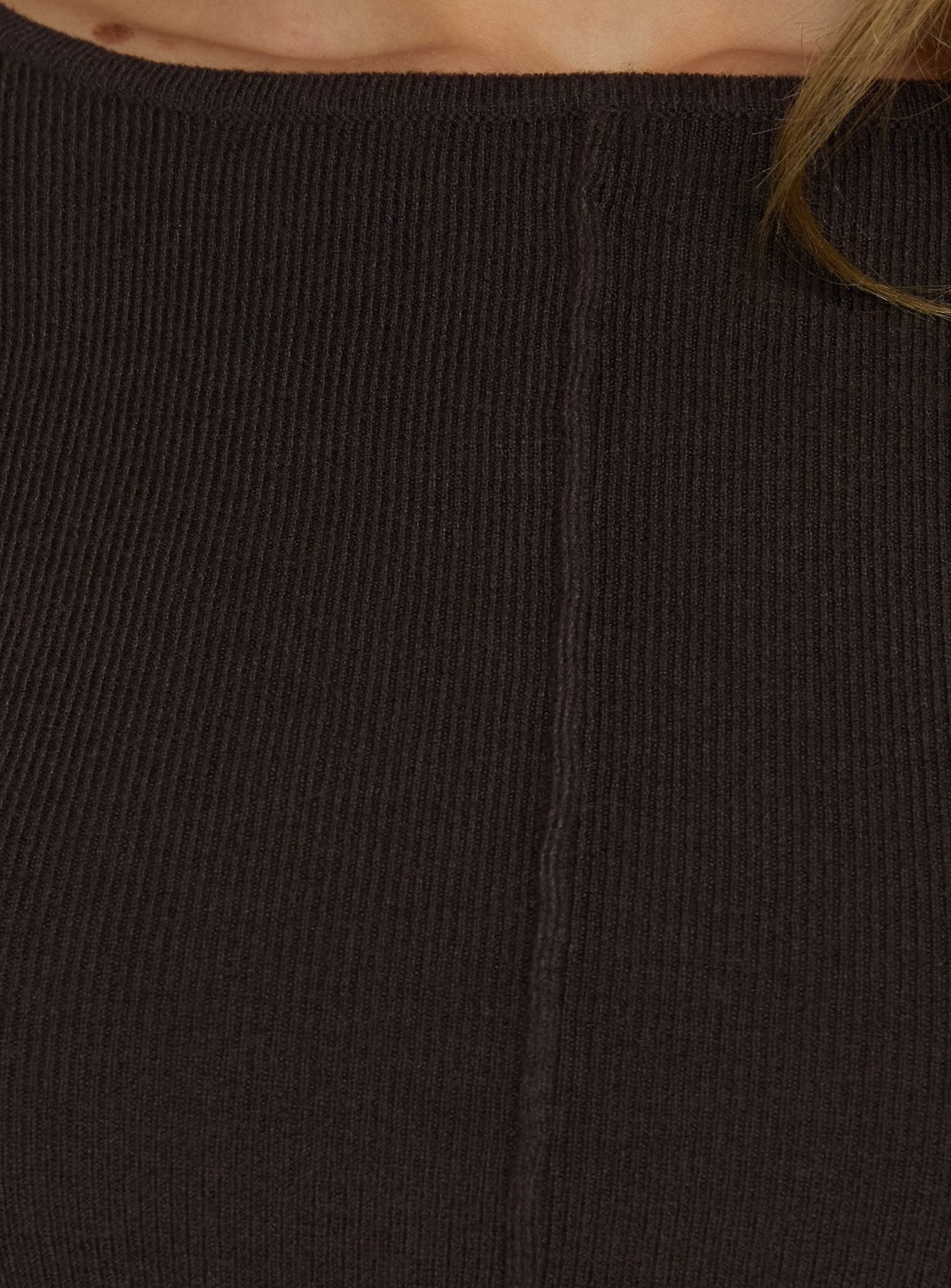 Samire Long Sleeve Rib Knit Mini Dress Chocolate