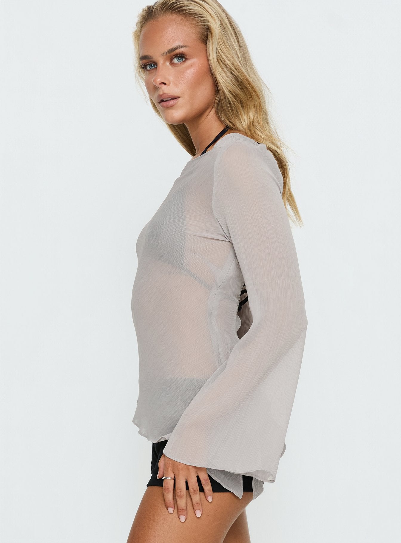 Esmaria Long Sleeve Flared Top Slate