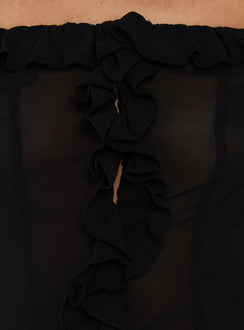 Nivelle Frill Detail Off Shoulder Top Black