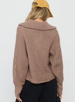 Bankside Collared Knit Sweater Brown