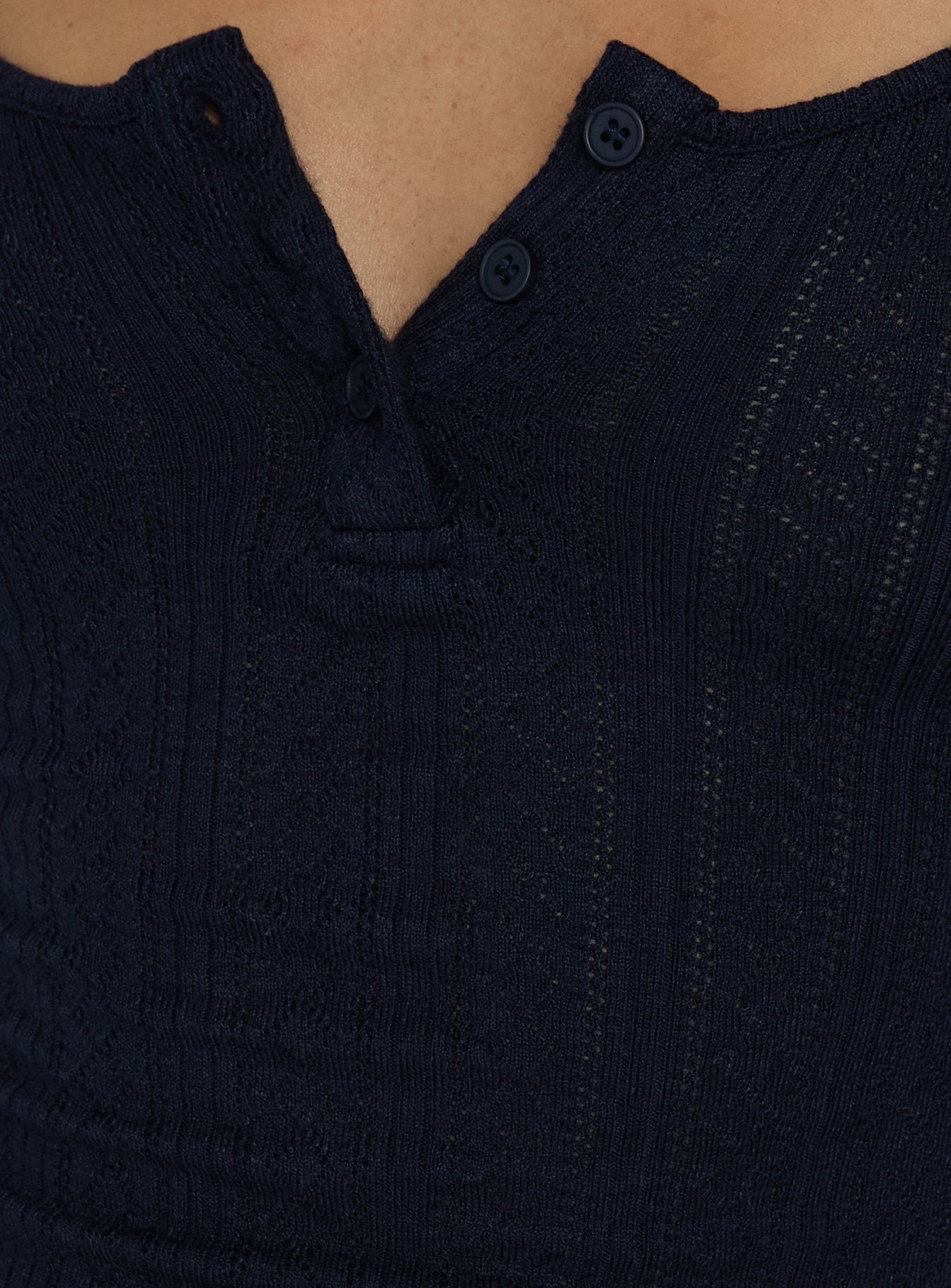 Imalee Long Sleeve Scoop Pointelle Top Navy