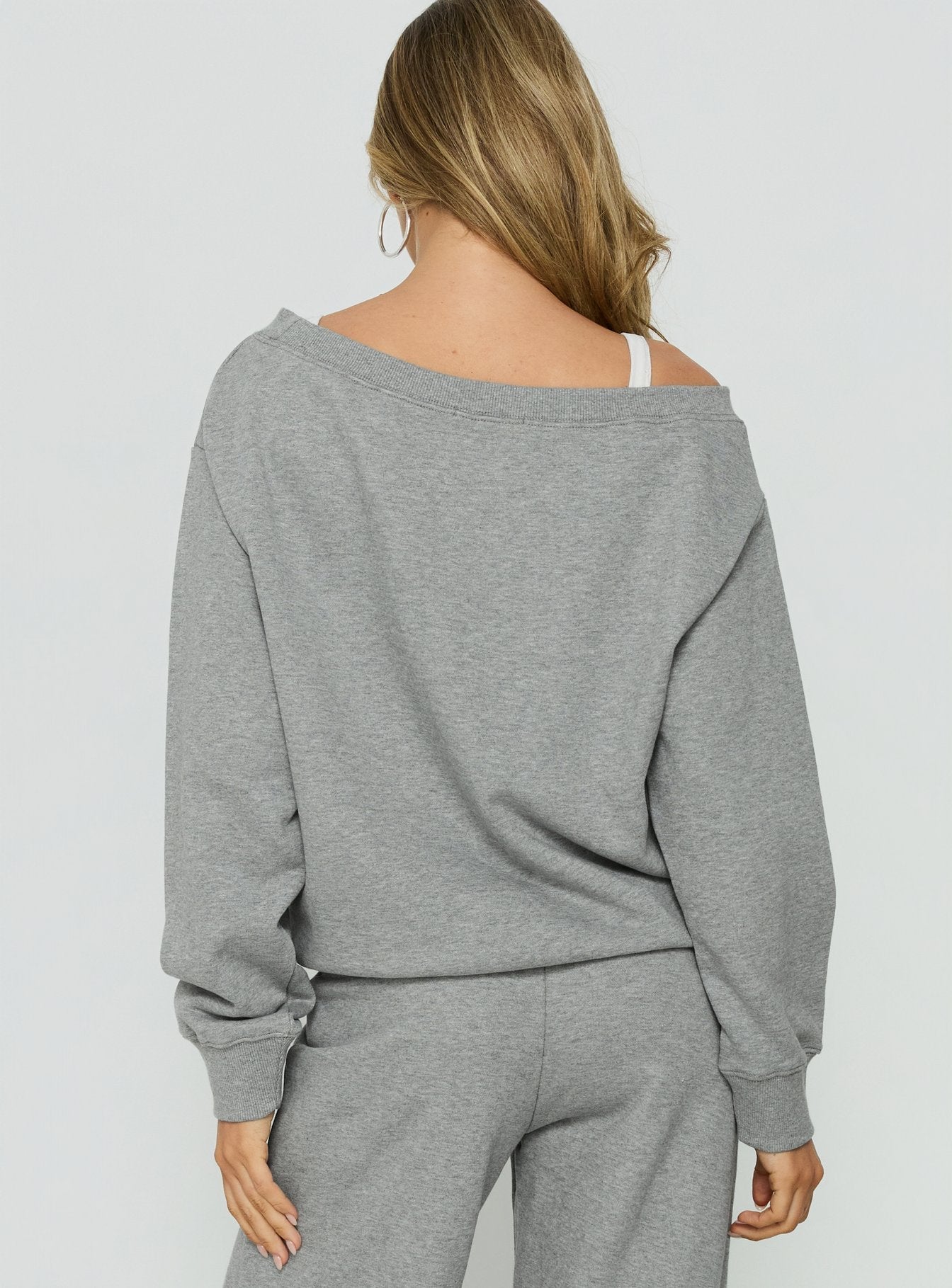 Wellness Off The Shoulder Jumper Dark Grey Marle