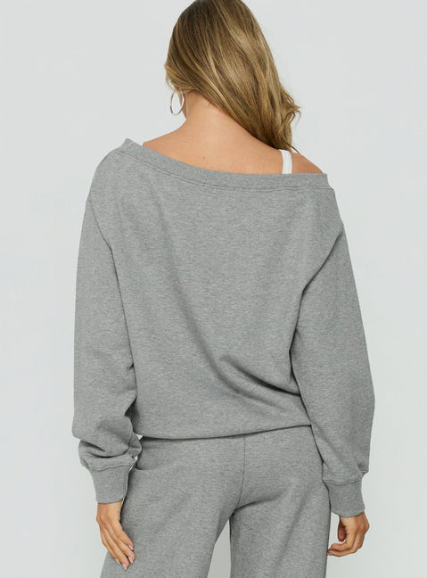 Wellness Off The Shoulder Jumper Dark Grey Marle