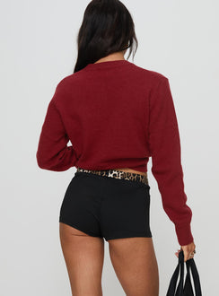 back view of model wearing Princess Polly Yalonda Micro Shorts Leopard / Black High Waisted Shorts 