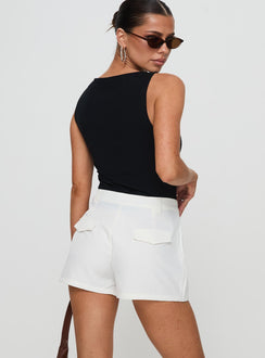 back view of model wearing Princess Polly Deuce Split Skort White High Waisted Shorts 