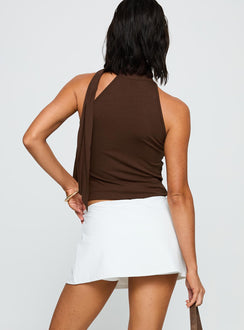 back view of model wearing Princess Polly For The Thrill Skort White High Waisted Shorts 