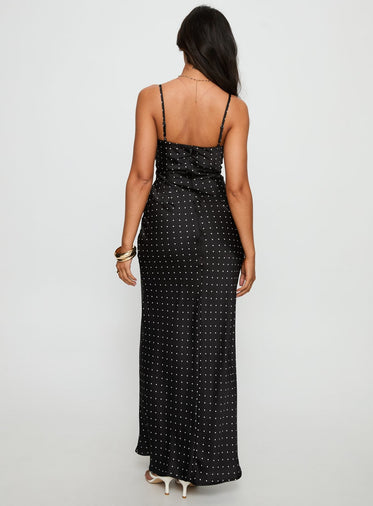 Inki Lace Maxi Dress Black Polka Dot