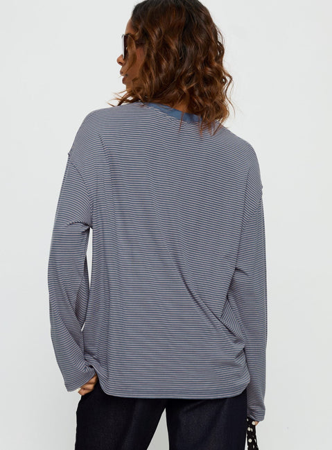 Avriana Long Sleeve Top Blue Stripe