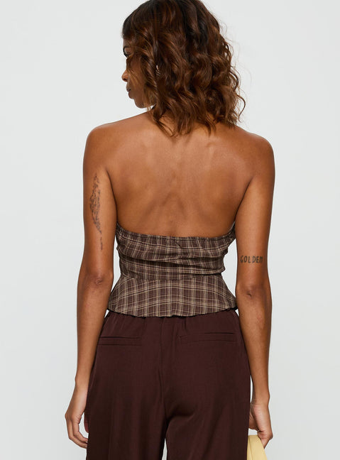 Pleasing Top Brown Check