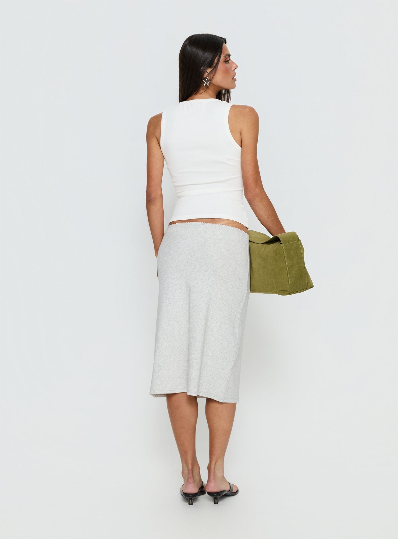 Baseline Rib Midi Skirt Grey Marle