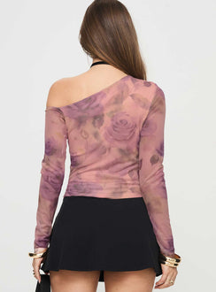 Long sleeve top Floral print, one shoulder style, mesh material Good stretch, fully lined  Princess Polly Lower Impact 