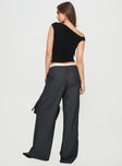 Stripe pants Elasticated waistband, drawstring fastening, silky material trim detail at waist Non-stretch material, unlined 