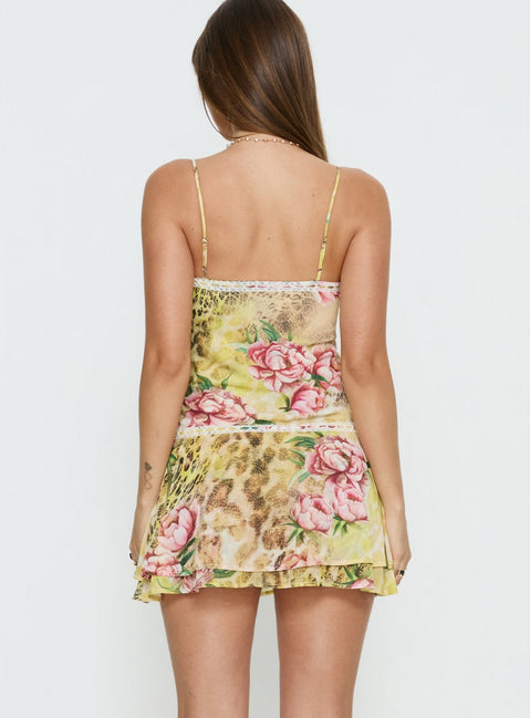 Starsigns Lace V Neck Mini Dress Animal Splice