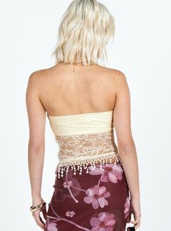 product Princess Polly Sleeveless Sweetheart  Zuleta Lace Strapless Top Cream