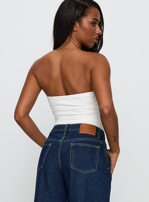 Coincidence Strapless Ruched Bodysuit White