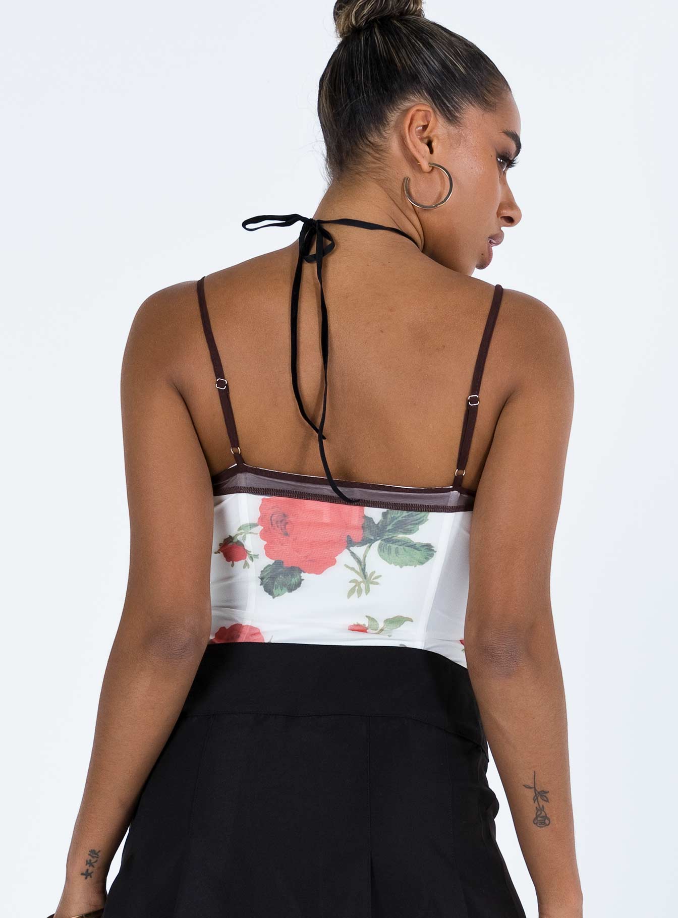 product Princess Polly Sleeveless Asymmetric Neckline  Colton Corset Top White Floral