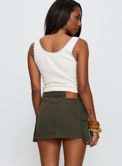 Rarebird Denim Mini Skirt Khaki