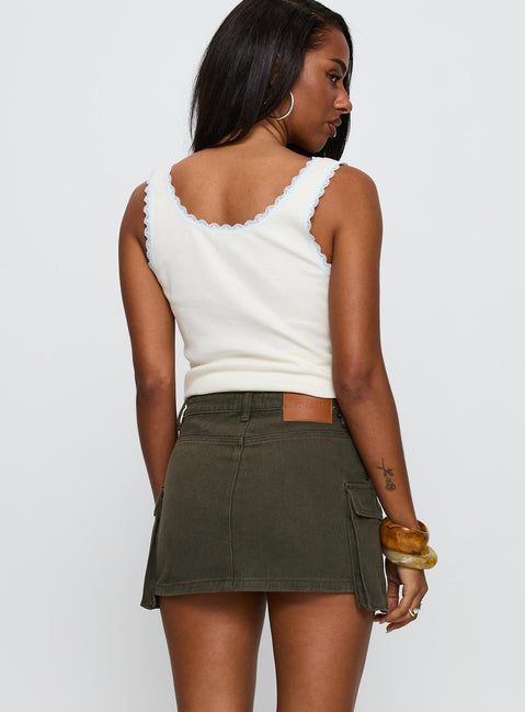 Rarebird Denim Mini Skirt Khaki