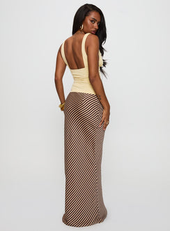 Presenting the Eliena Maxi Skirt Multi Petite in womens-skirts with maxi length and striped print back view of model wearing
