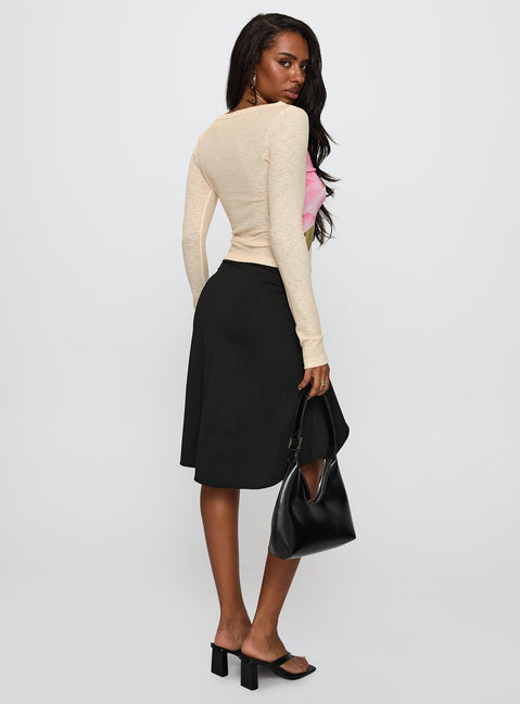 back view of model wearing Princess Polly Esmeray Skirt Black Midi Skirts 