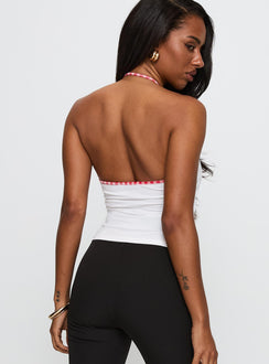 Old Soul Contrast Trim Top White / Red