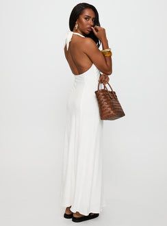Salone Linen Halter Maxi Dress White
