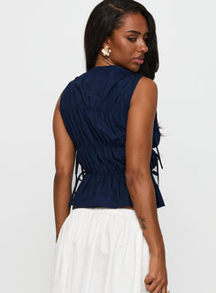 Endless Summers Tie Side Top Navy