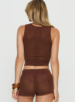 Leilah Crochet Tank Top Brown