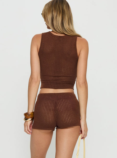 Leilah Crochet Shorts Brown