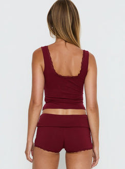 Serae Lace Trim Tank Top Cherry