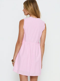 Akacia Babydoll Mini Dress Pink Stripe