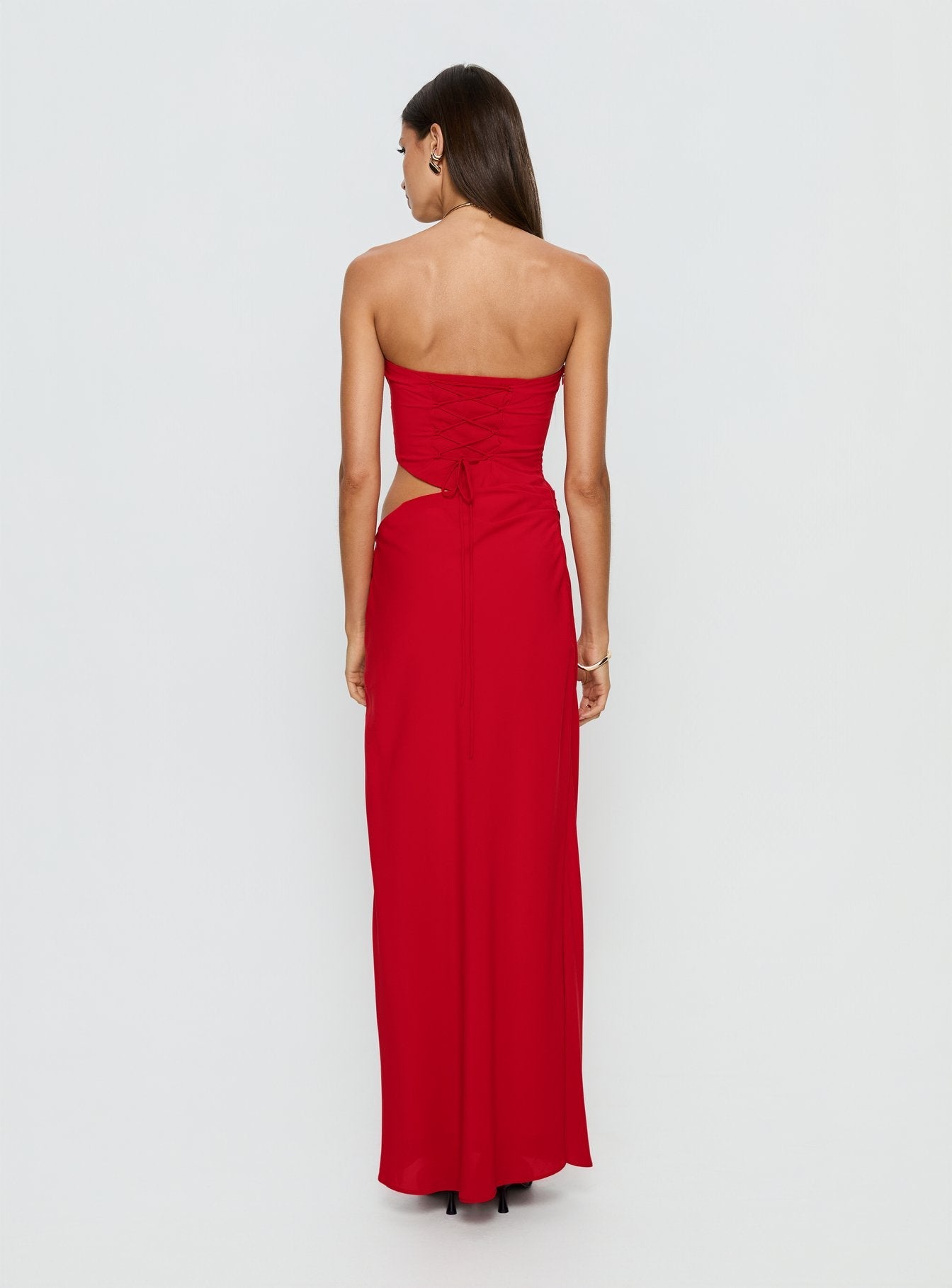 Jasira Strapless Drape Maxi Dress Bold Red
