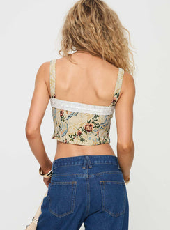 back view of model wearing Princess Polly Clydes Top Multi Sleeveless Square Neck 