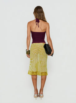 Babydoll Sheer Midi Skirt Chartreuse