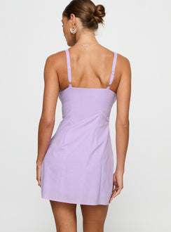 Florien Broderie Mini Dress Lilac / Lemon