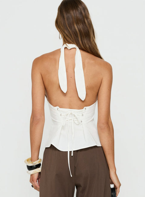 Eyes For You Halter Top White