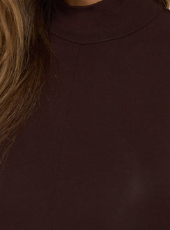 Elsi Funnel Neck Cutout Maxi Dress Brown