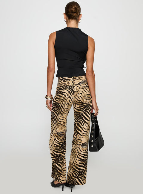 back view of model wearing Princess Polly Low Rise Roomy Pants Multi Low Rise Pants 